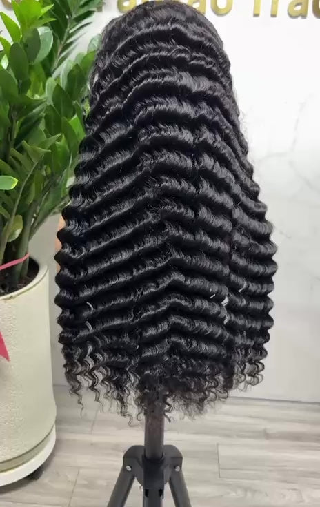 SIGNATURE BLACK VIRGIN LACE FRONTAL WIGS 13X4, 13X6 (deep wave)